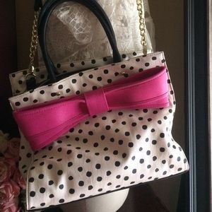 Betsey Johnson Polka Dot Purse with Pink Bow